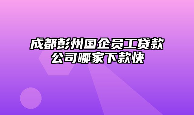 成都彭州国企员工贷款公司哪家下款快