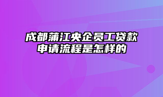 成都蒲江央企员工贷款申请流程是怎样的