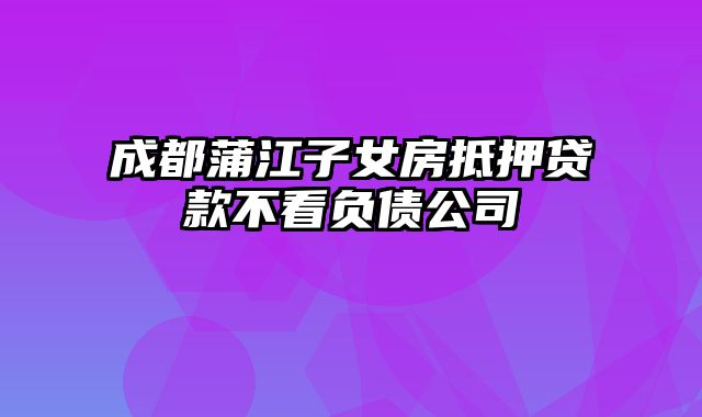 成都蒲江子女房抵押贷款不看负债公司