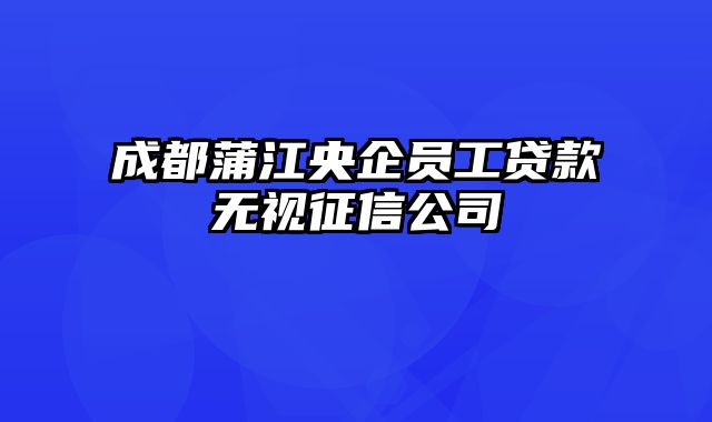 成都蒲江央企员工贷款无视征信公司